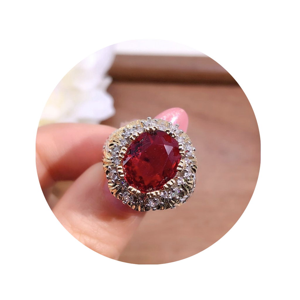 Woven Gold Ruby Ring