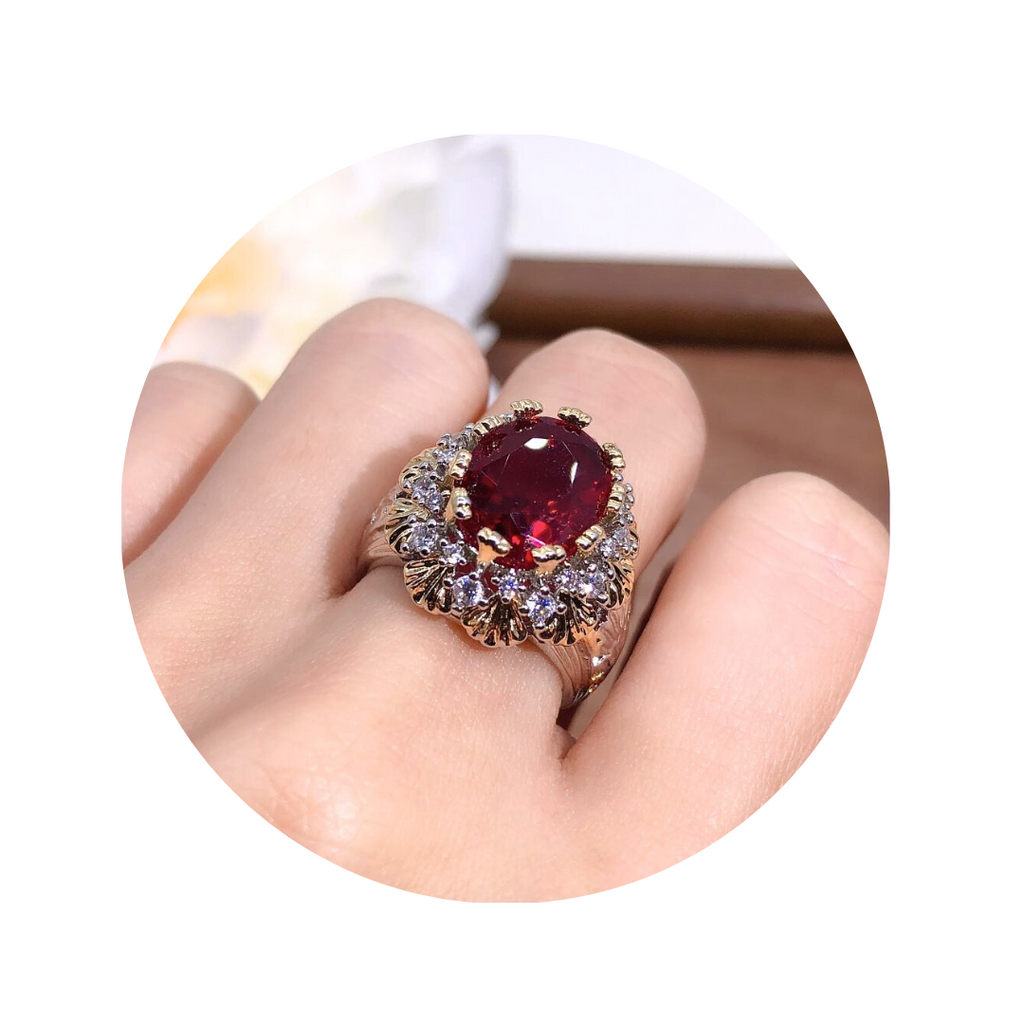 Woven Gold Ruby Ring