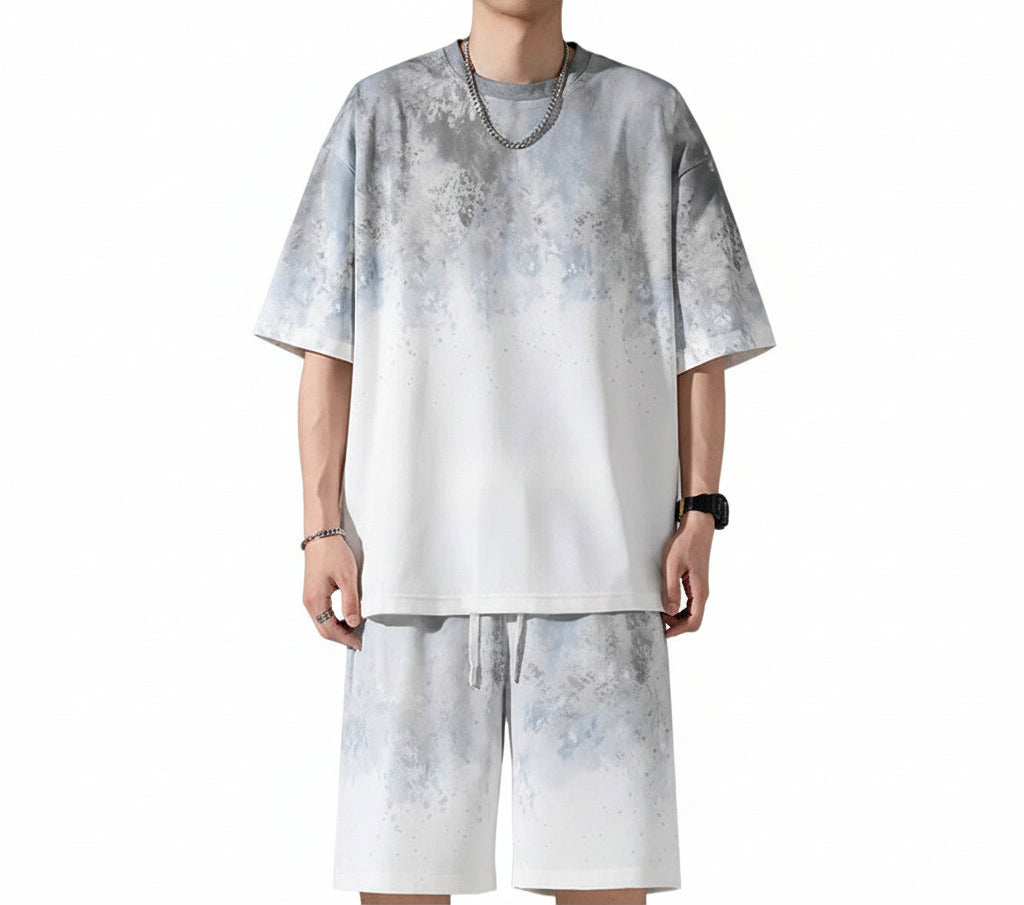 Set Men's Short Sleeve T-Shirt Short Pants Men's Summer Plus Size