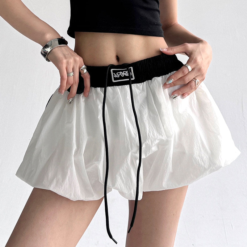 Letter color-blocking flower bud skirt 2026 super hot summer new sexy hot girl puffy skirt A-line anti-light shorts skirt