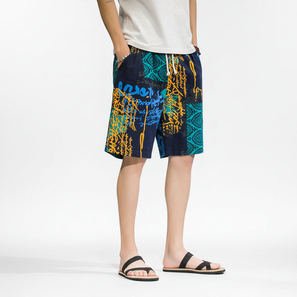 Silk beach pants summer men loose casual short pants