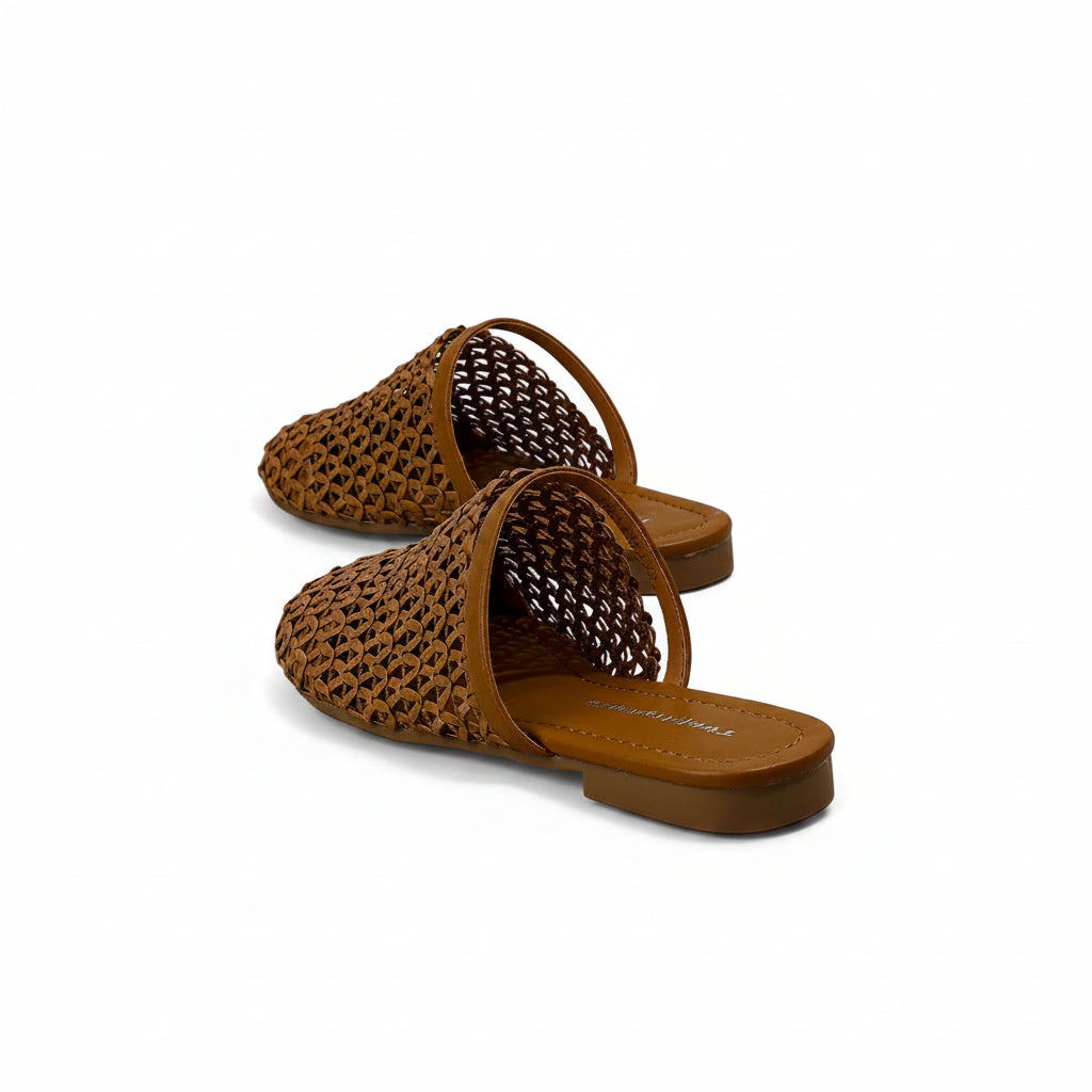 Semi-slippers summer woven breathable flat casual women's shoes