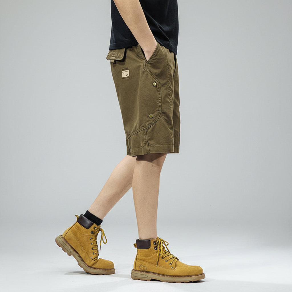Men cargo army green short summer pants