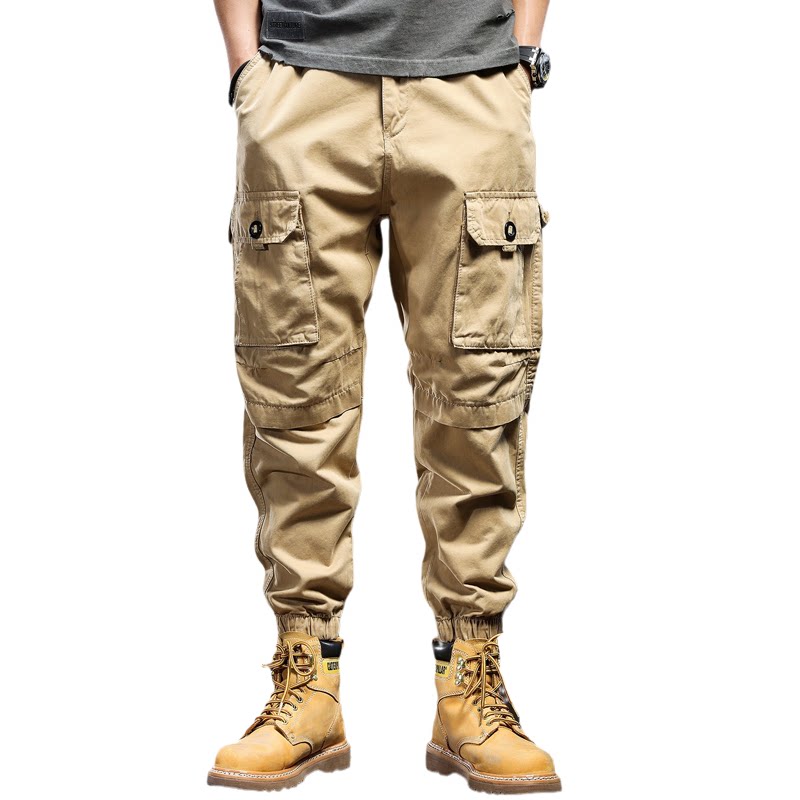 Black army green cargo pants men's trousers