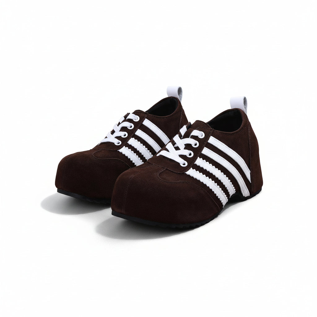 Striped brown lace-up shoes women footwear
