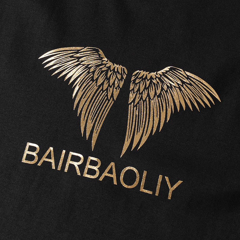 Luxury bronzing shining wings big wings street couple short sleeve T-shirt