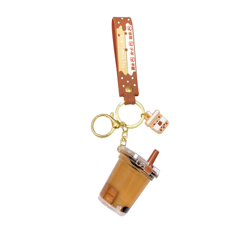 Miniature milk tea cup chocolate floating keychain