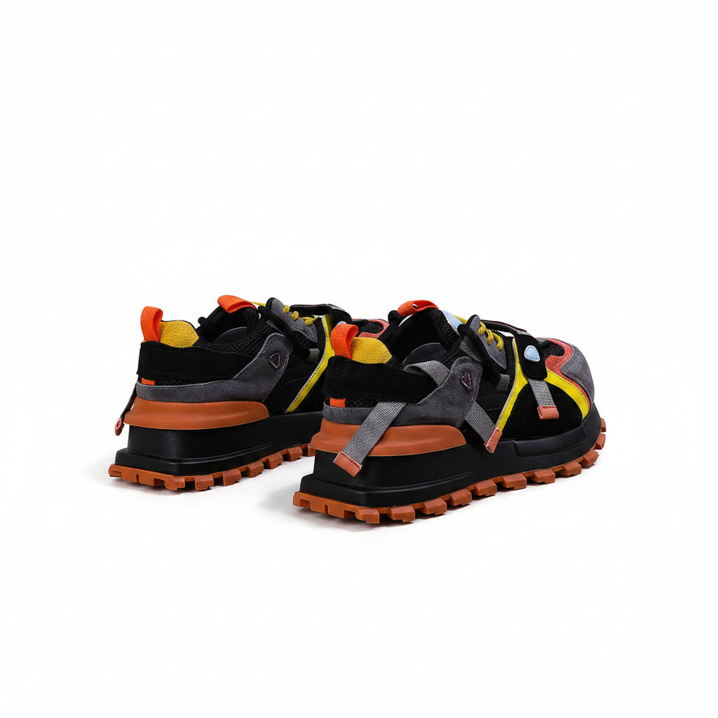 Color-blocking lace-up shoes