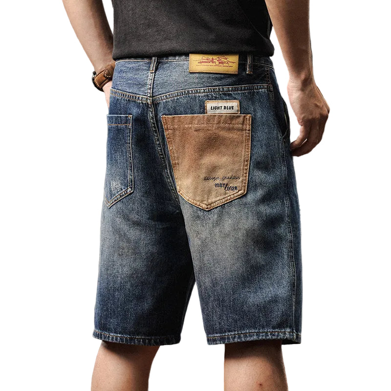 Men high denim shorts summer trendy loose plus-size wear pants