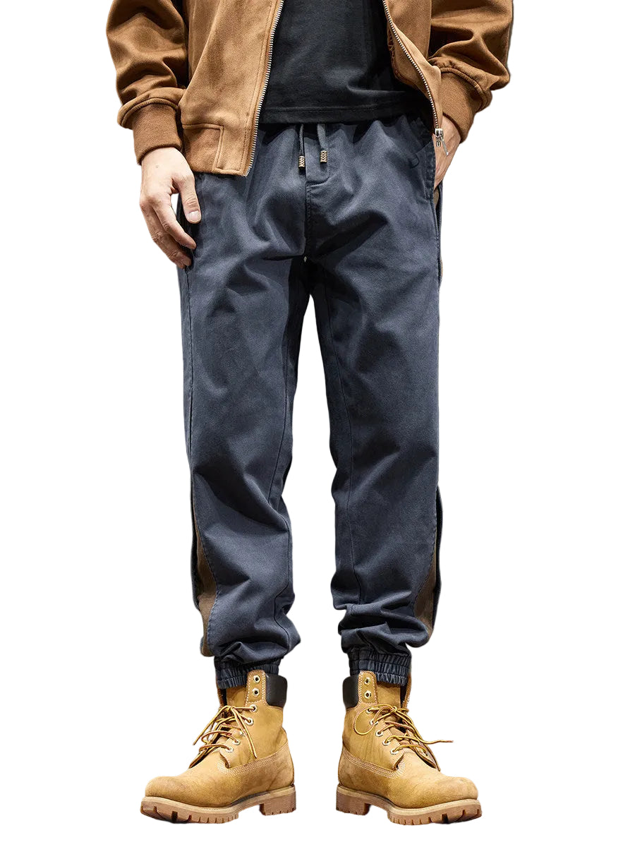 Contrasting spliced men's trendy cargo pants