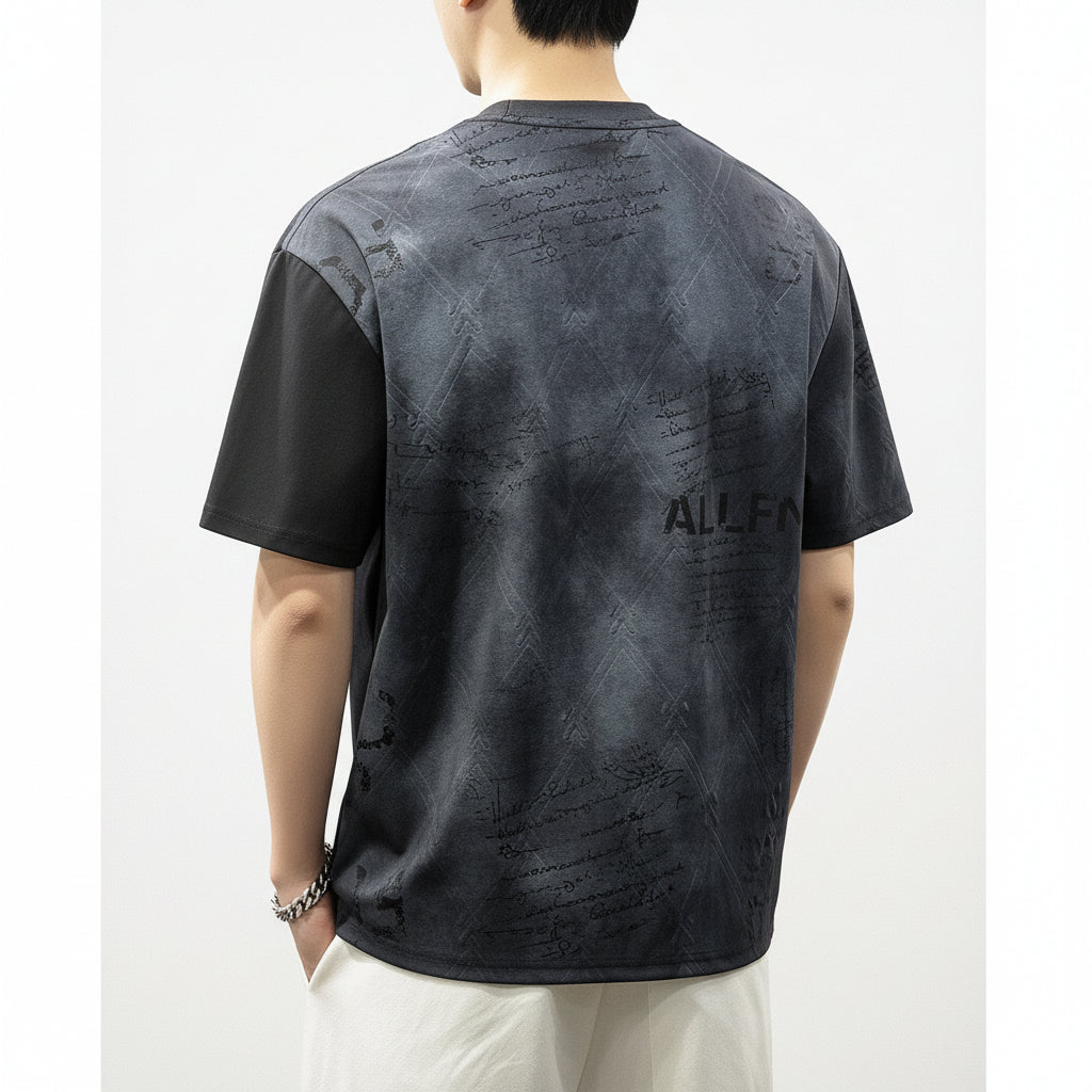 Tie-dye print unisex short-sleeved T-shirt men' Tee
