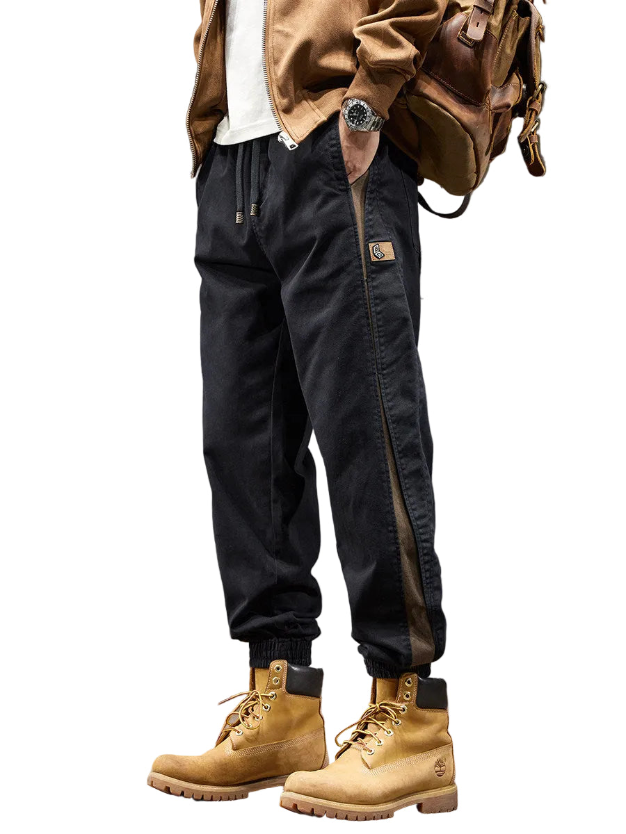 Contrasting spliced men's trendy cargo pants