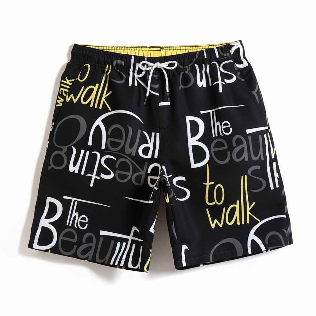 Loose fit beach summer short letter print boardwalk