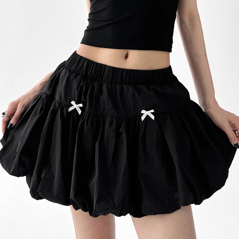 Bow bud short skirt summer elastic waist skirt