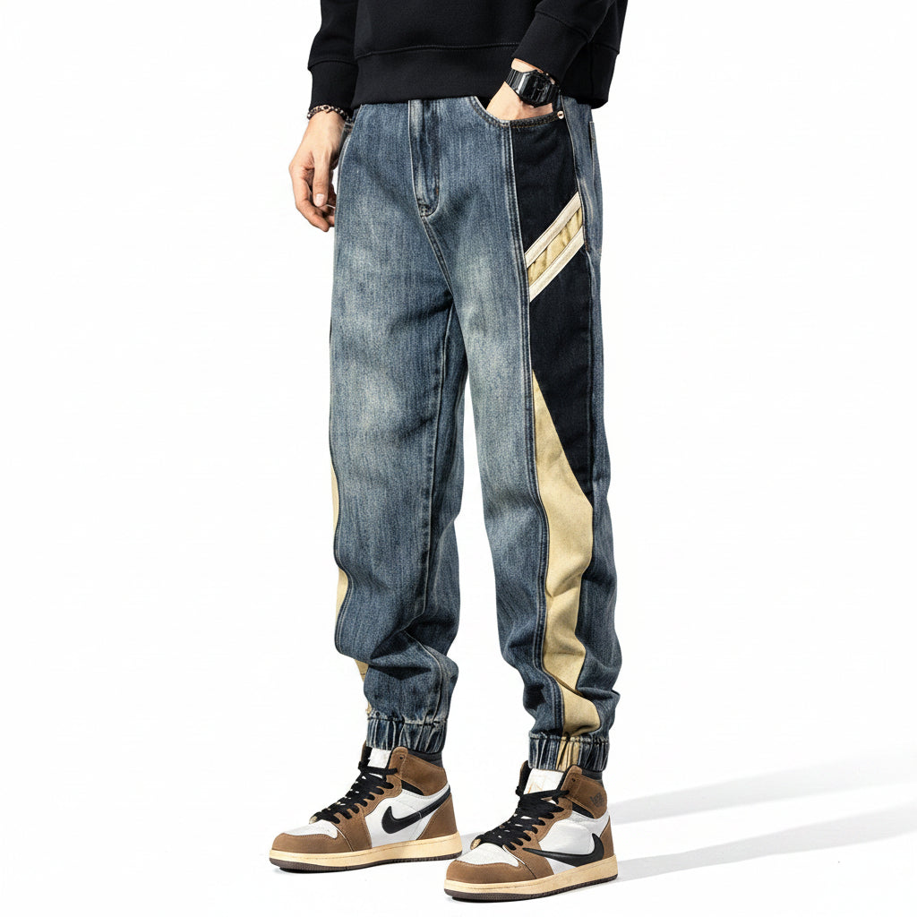 Jeans elasticated waist men denim pants