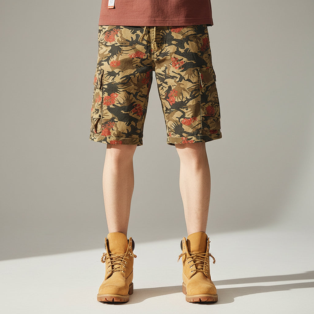 Tide cargo shorts pants men's loose fashion camouflage trousers