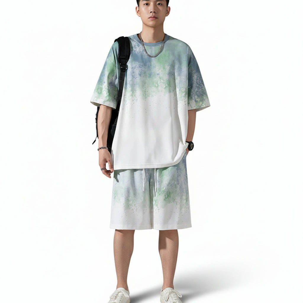 Set Men's Short Sleeve T-Shirt Short Pants Men's Summer Plus Size