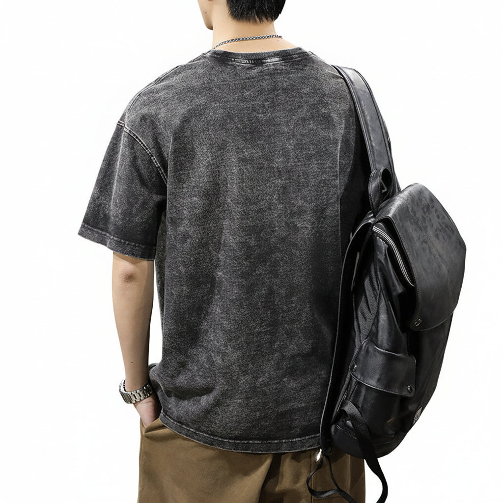 Yellow flower short-sleeved T-shirt men's loose plus-size trendy half-sleeve casual