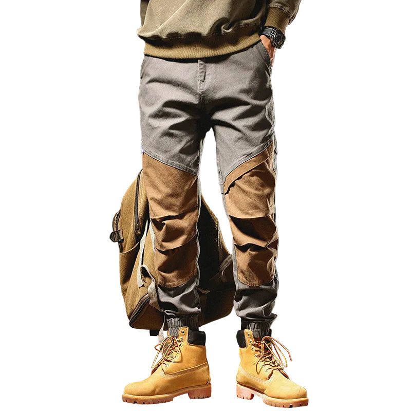 Color-blocking cargo men pants