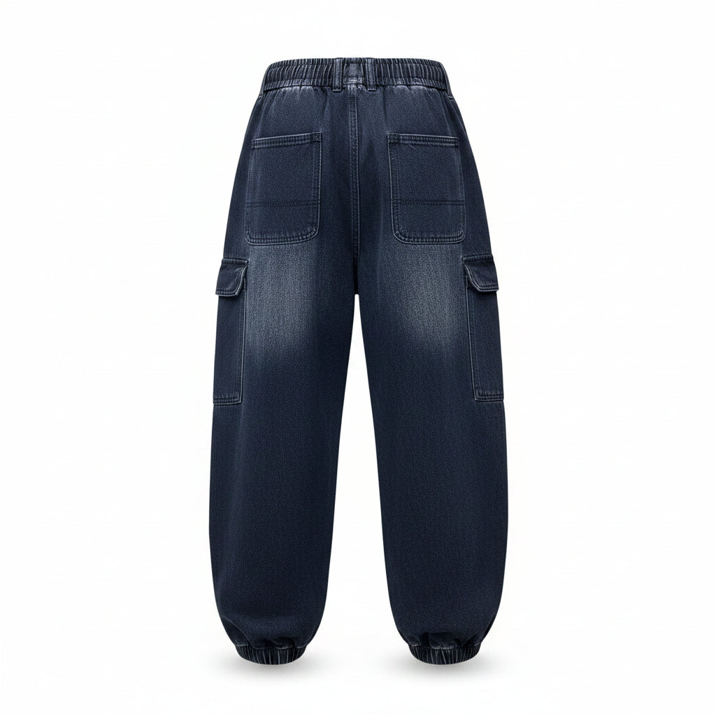 Trendy distressed washed jeans men's autumn loose fit pants