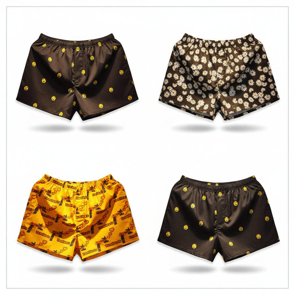 Smiley face men boxers beach summer shorts