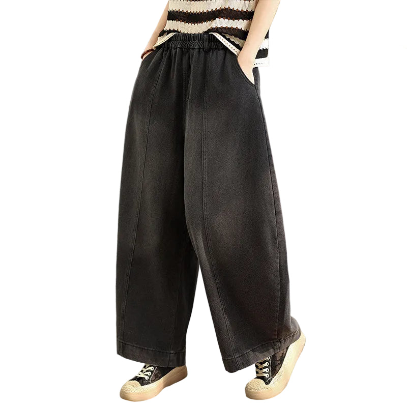 Women denim over size loose fit pants