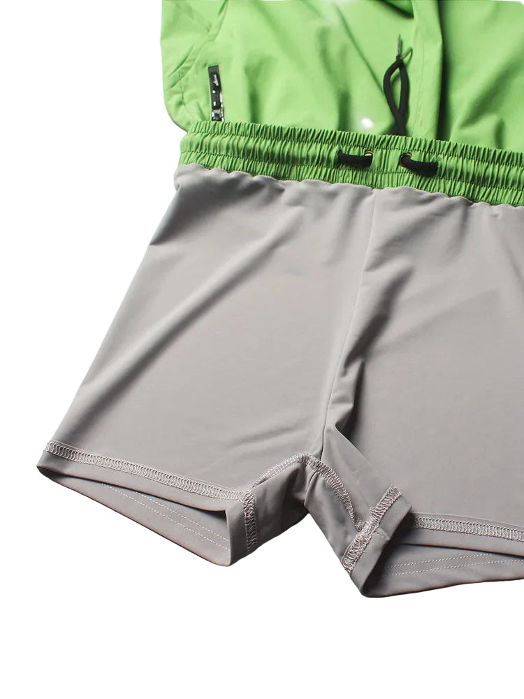 Avocado green beach pants men's with lined double layer stretch shorts