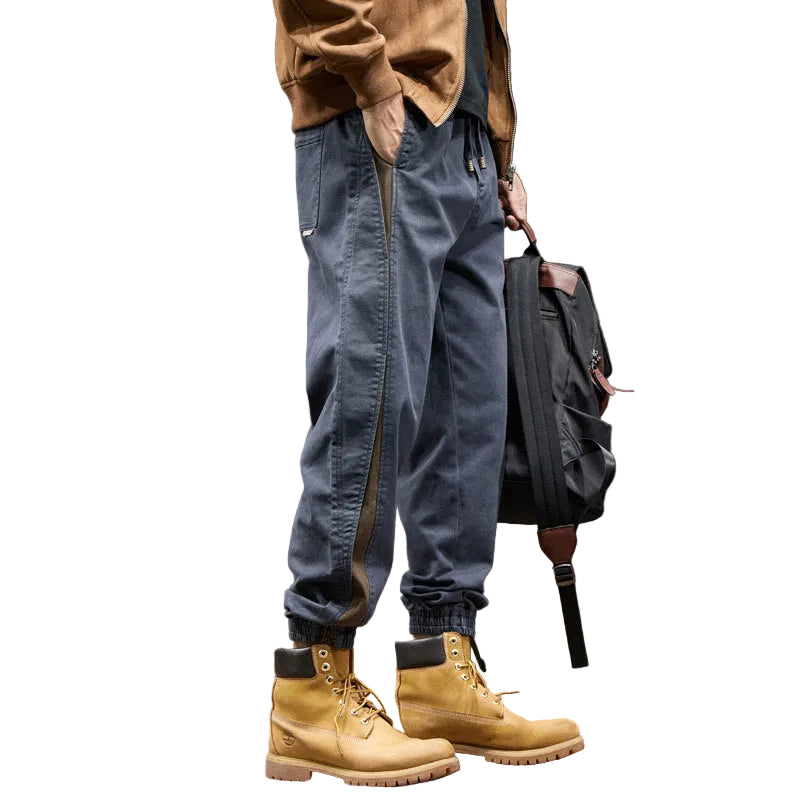Contrasting spliced men's trendy cargo pants