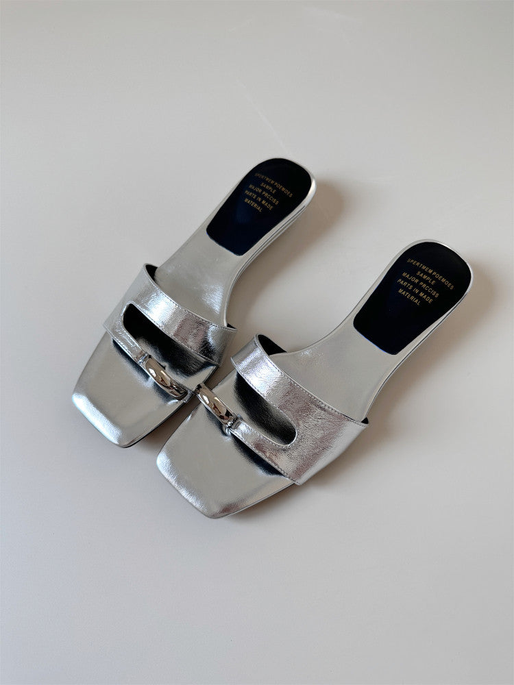 Red open toe leather low-heeled wedge women shoe