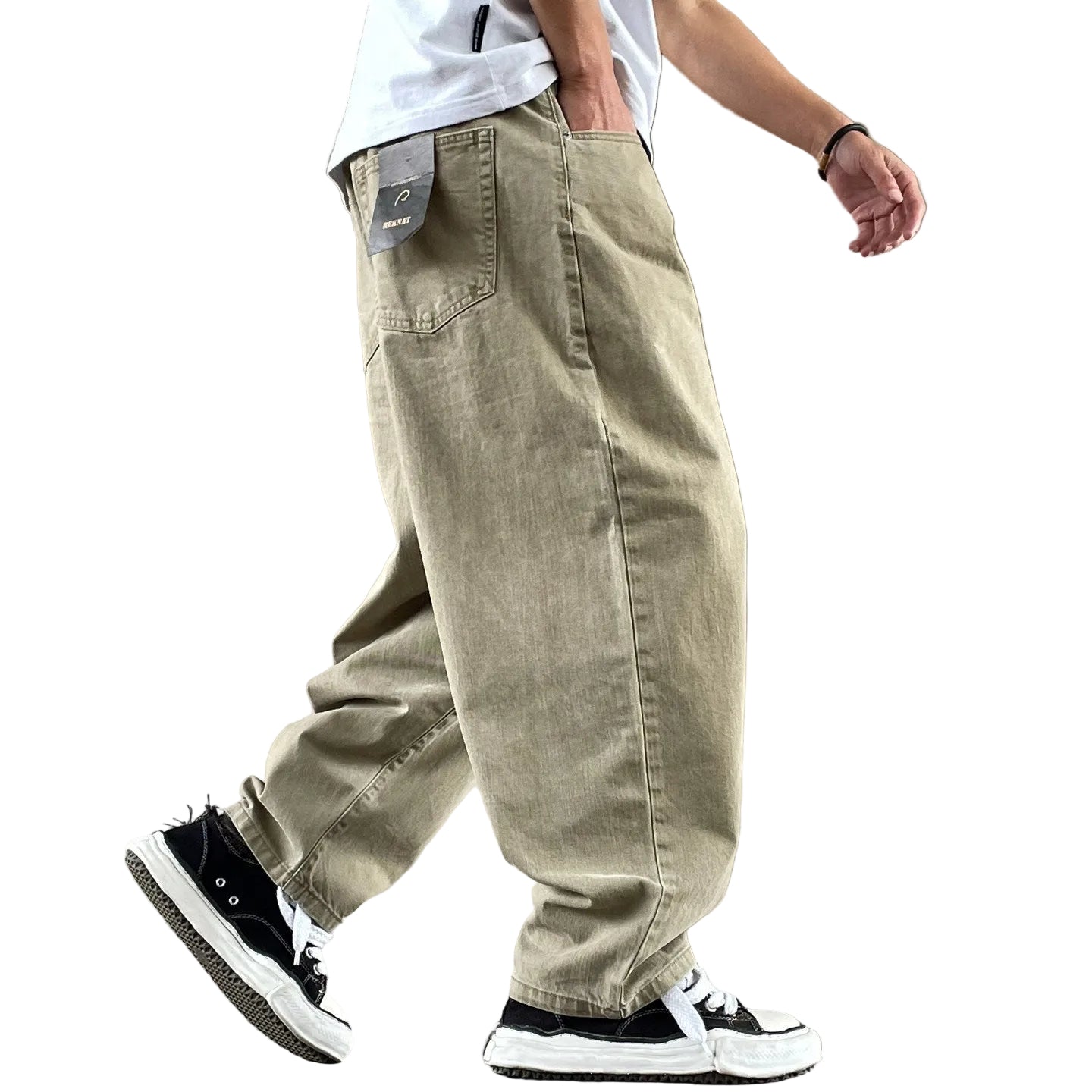 Ultra-loose wide-leg cargo tapered plus size men denim