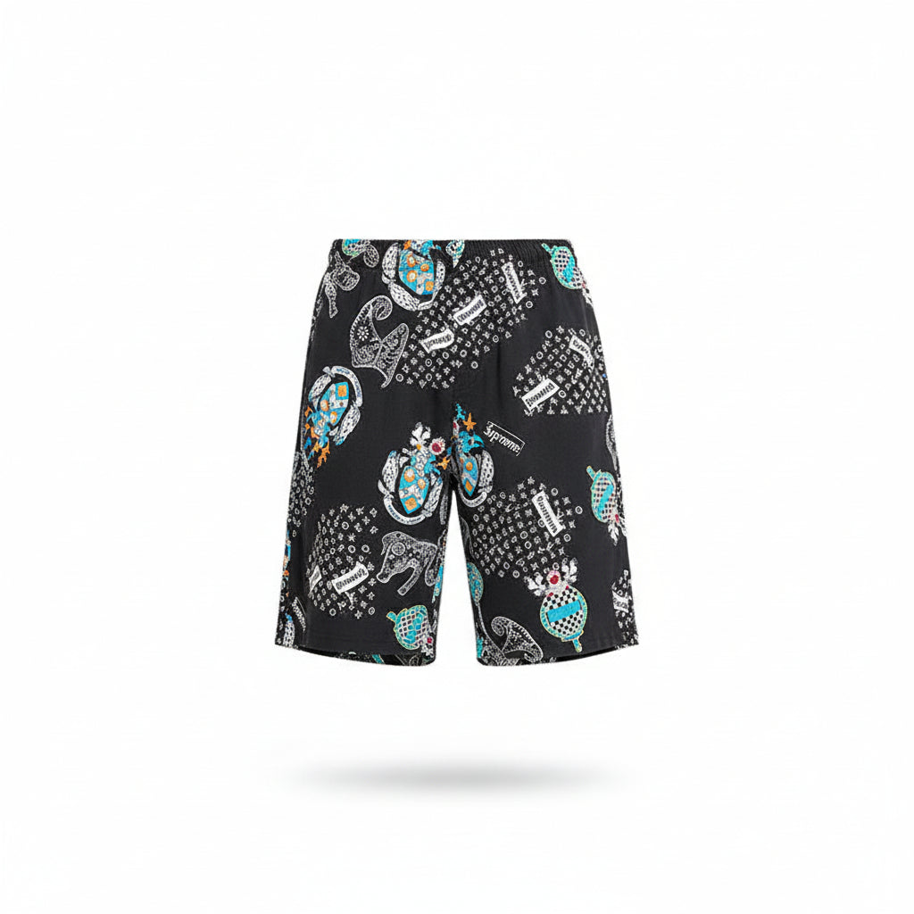 Silk beach pants summer men loose casual short pants