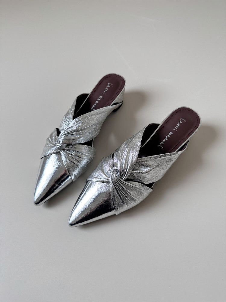 Flip on leather high heel cross-flipped sandals