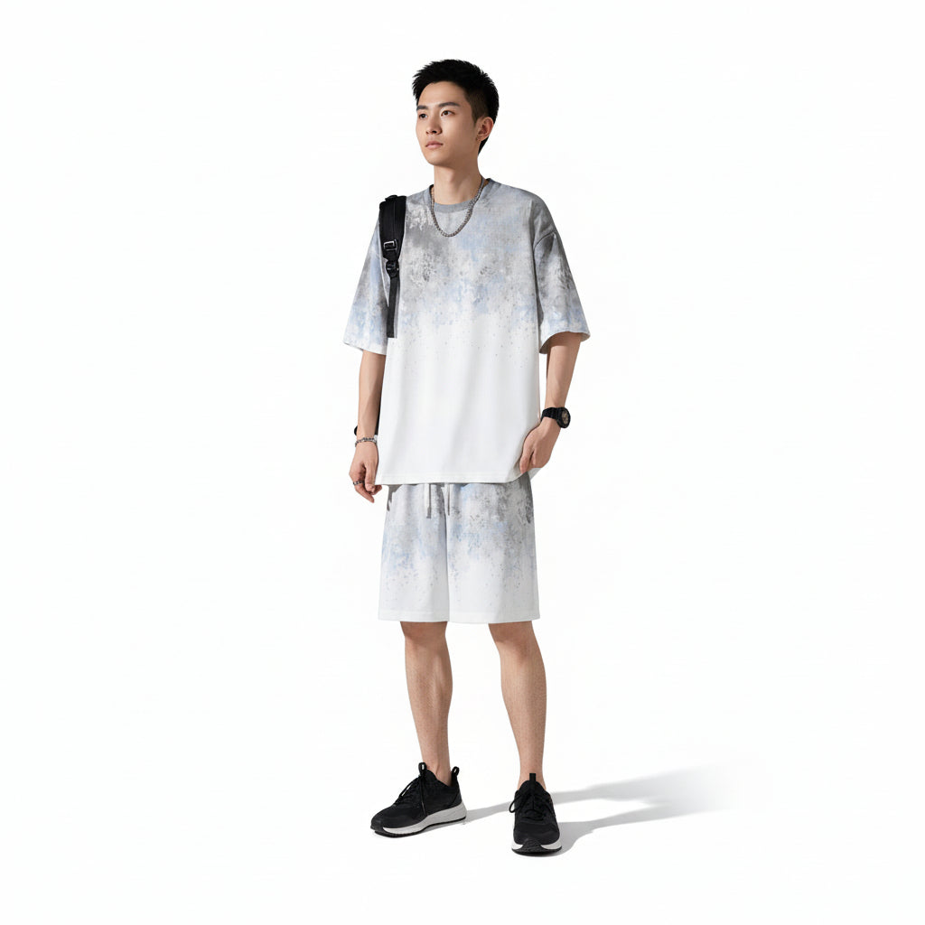 Set Men's Short Sleeve T-Shirt Short Pants Men's Summer Plus Size