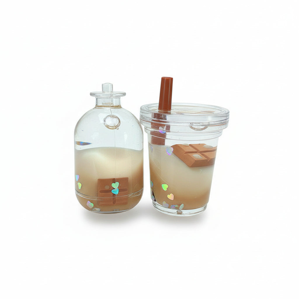 Miniature milk tea cup chocolate floating keychain