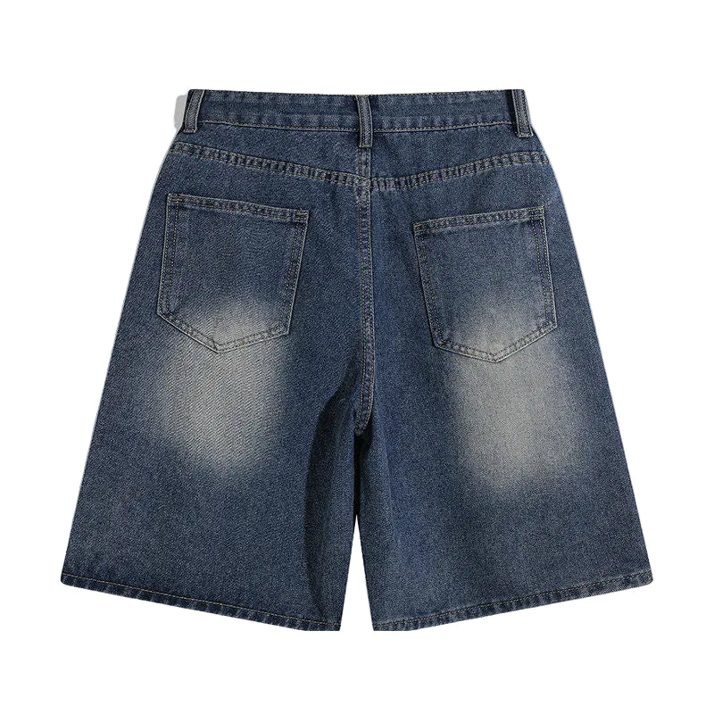 Embroidered denim shorts for men and women wide leg pants