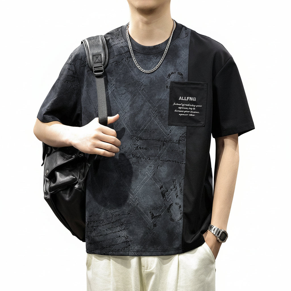 Tie-dye print unisex short-sleeved T-shirt men' Tee