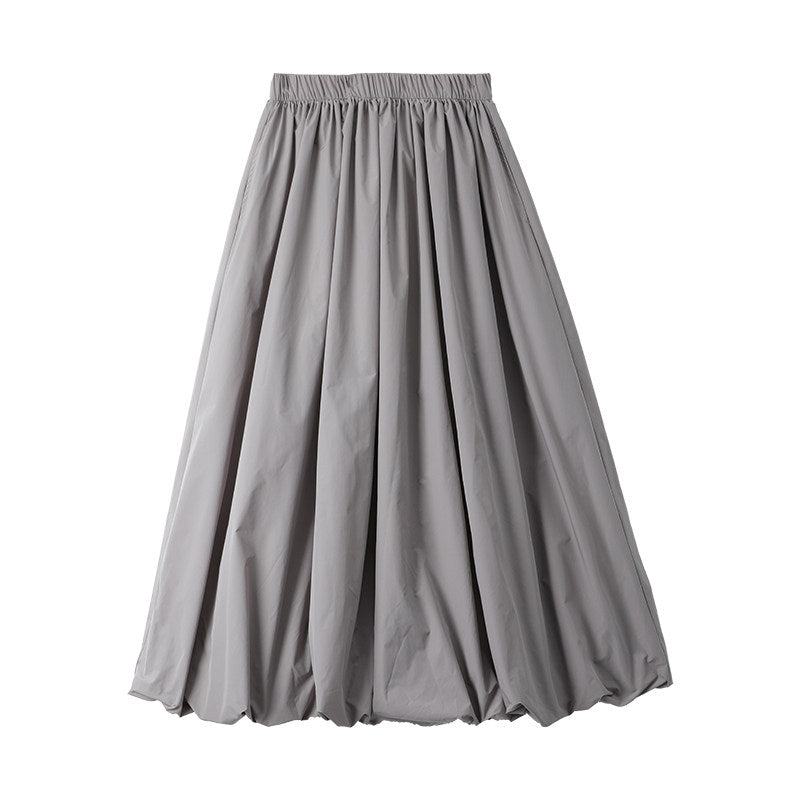 Black long skirt women's bud bobble skirt high-waisted