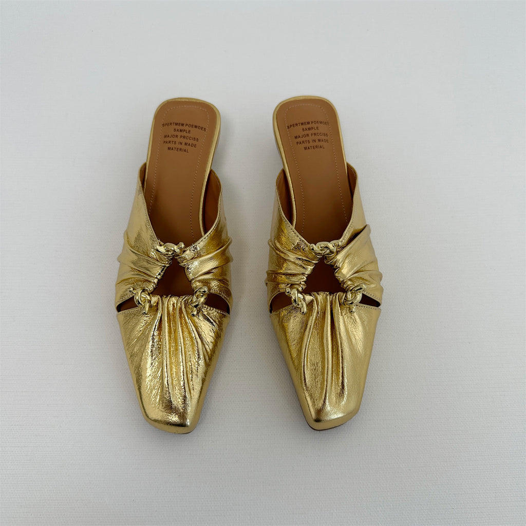 White square thick heels half slippers shoe