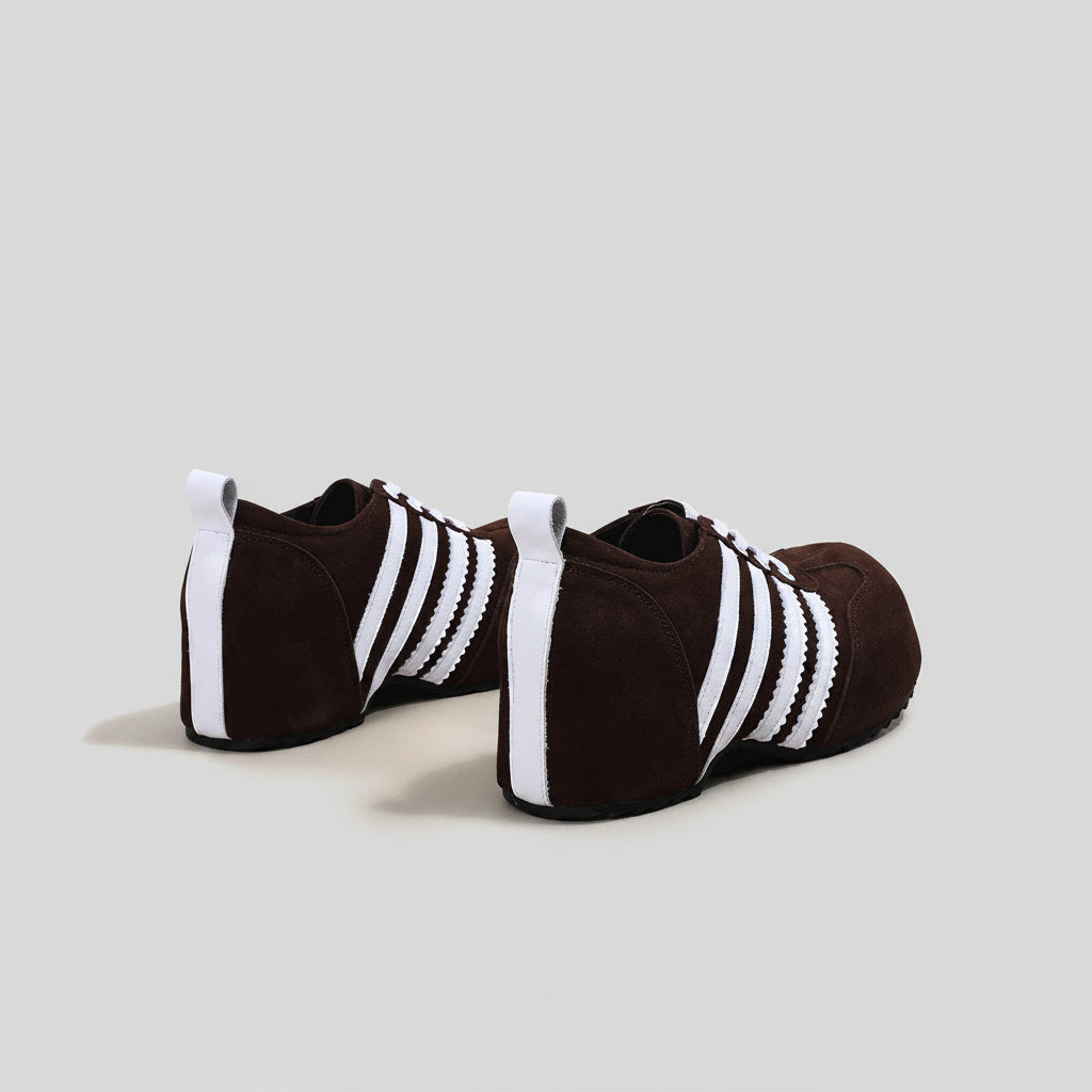 Striped brown lace-up shoes women footwear
