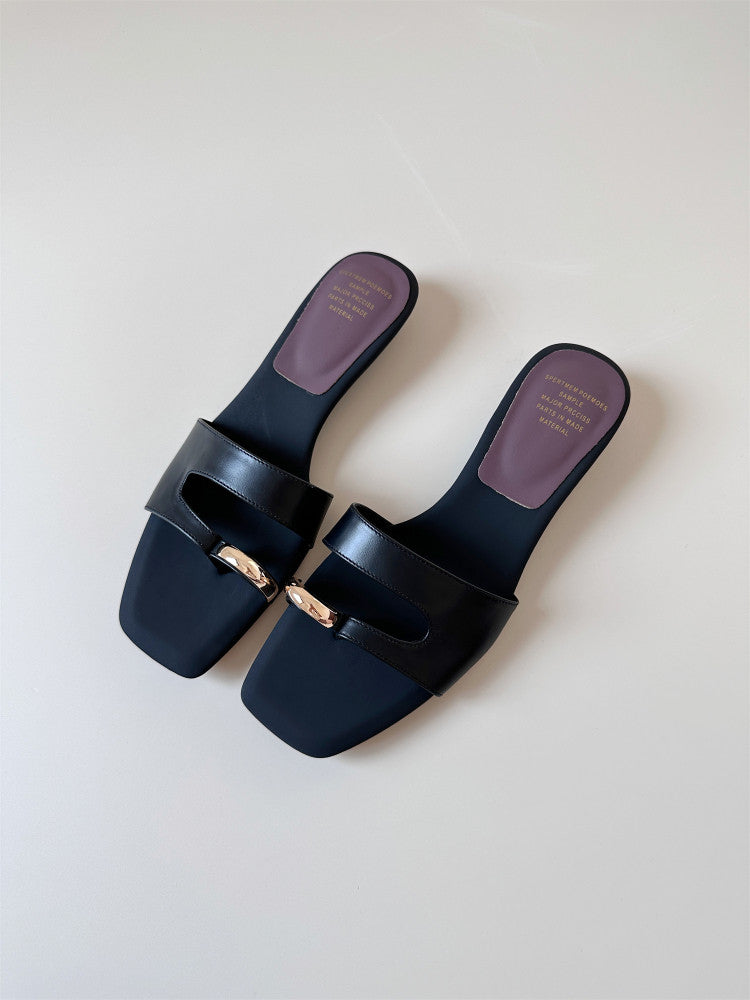 Red open toe leather low-heeled wedge women shoe