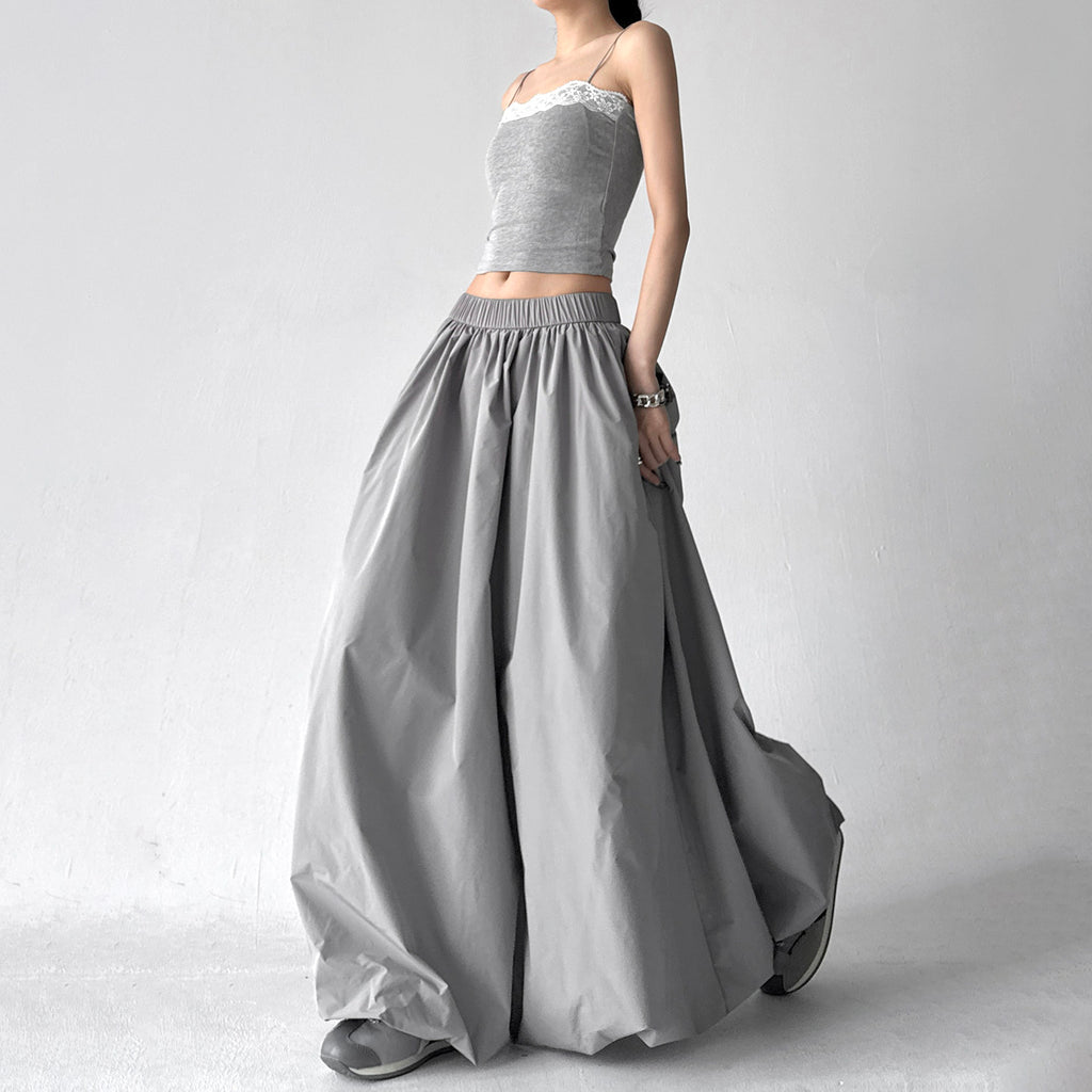 White bud skirt high-waisted slimming puffy bobble skirt