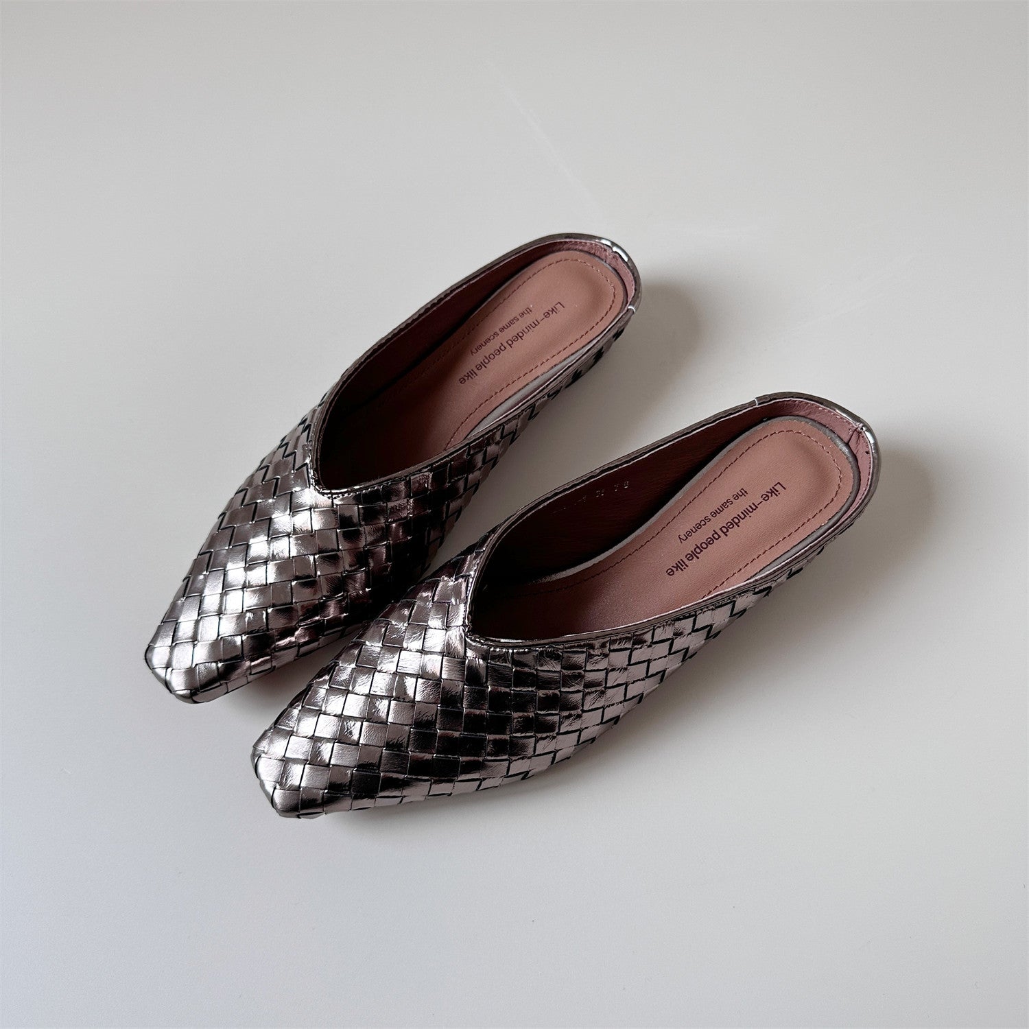 Low wedge slippers gold silver slide  sandals