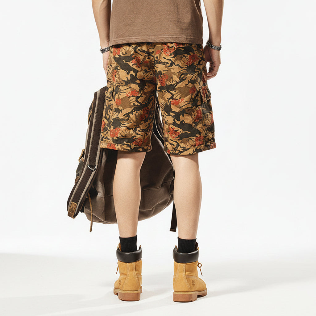 Tide cargo shorts pants men's loose fashion camouflage trousers