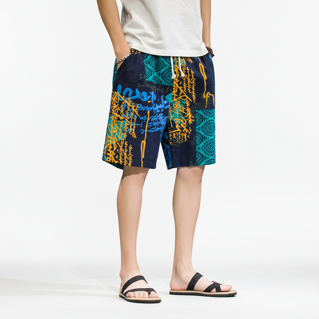 Silk beach pants summer men loose casual short pants