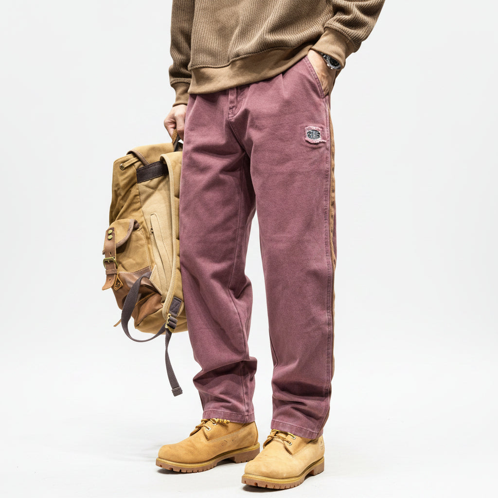 Jujube wide-leg pure cotton micro-tapered trousers