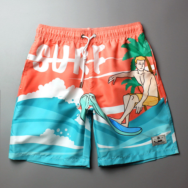 Beach pants men's quick-drying loose print pants