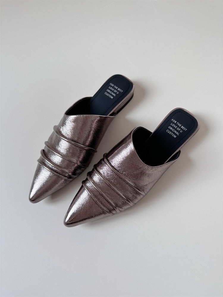 Flat toe wrap half-slipped sandals