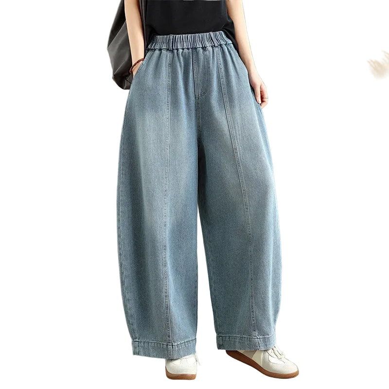 Women denim over size loose fit pants