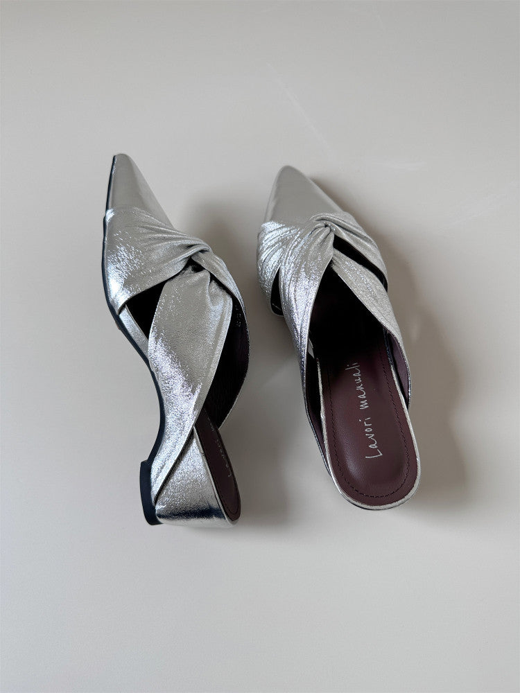 Flip on leather high heel cross-flipped sandals