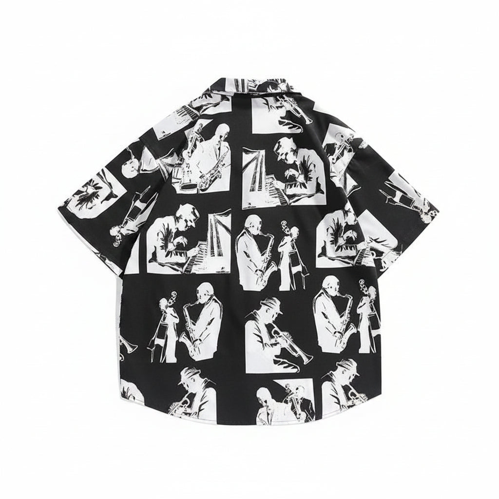 Full printed short-sleeved shirt summer shirt